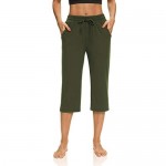 ZJCT Womens Yoga Capri Pants Wide Leg Drawstring Comfy Loose Lounge Pajama Capris for Women with Pockets