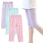 3 Pack Baby Toddler Girls Modal Capri Leggings Kids Solid Color Soft Stretchy Casual Footless Tights Pants