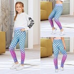 Girls Stretch Leggings Kids Mermaid Unicorn Print Ankle-Length Pants Tights 2 Pack Size 4-13