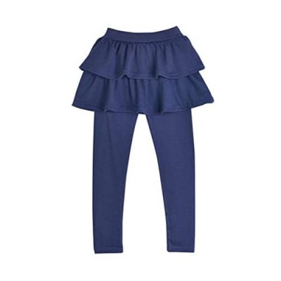 Leggings with Ruffle Tutu Skirt - Stretchy Cotton For Little Girls (3T-7T & 6 Colors)