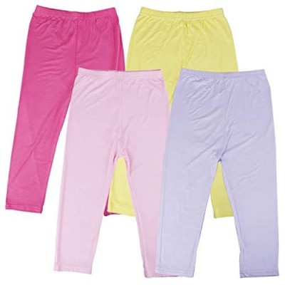 Omigga 4 Pieces Girls Capris Leggings Cotton Cropped Leggings School Uniform Pants for Girls  4 Colors
