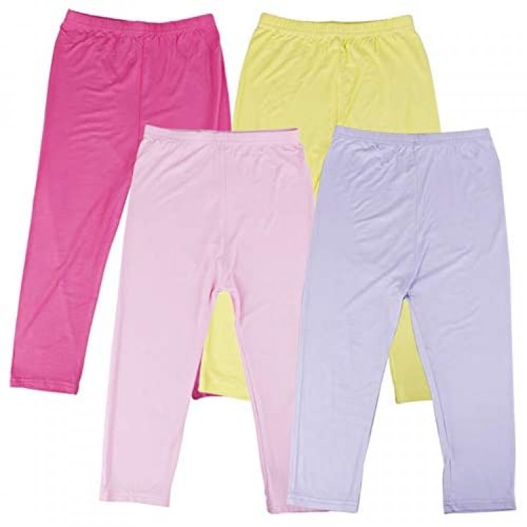 Omigga 4 Pieces Girls Capris Leggings Cotton Cropped Leggings School Uniform Pants for Girls 4 Colors