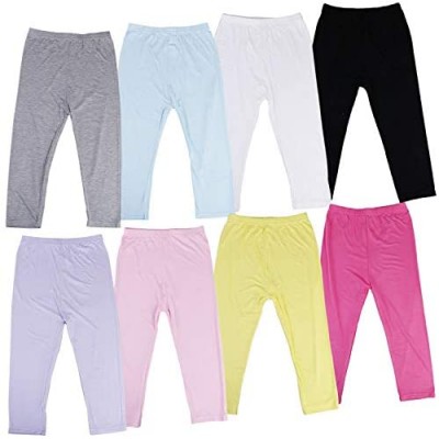 Omigga 8 Pieces Girls' Capris Leggings Cotton Cropped Leggings School Uniform Pants for Girls  8 Colors
