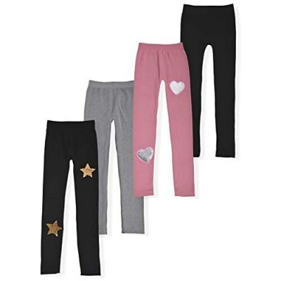 Star Ride Girls 4-Pack Stretch Leggings Fleece Lined Fashion Tights Comfortable Kids Clothes Multipack Pants