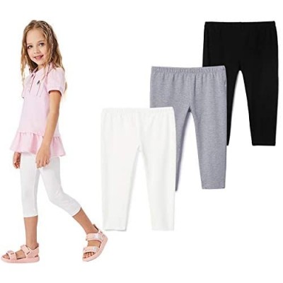 TEGEEK Toddler/Little Girls Basic Leggings Summer Capri Pants