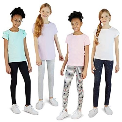 VIGOSS 4 Pack Leggings for Girls | Soft Stretch Cotton and Stylish  Solid Colors and Patterns
