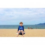 DELight Boys' 2-Piece Swimsuit Trunk and Rashguard with Blue Dolphin Pattern Navy 3-4 Years