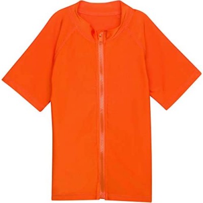 SwimZip Little Boys' Short Sleeve Zipper Rash Guard UPF 50+ (Multiple Colors)