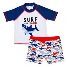 ASHION Kids Two Pieces Rash Guard Swimwear Toddler Boys Water Sport Short Swimsuits Set