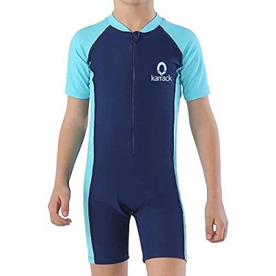 Karrack Girls and Boy One Piece Rash Guard Swimsuit Kid Water Sport Short Swimsuit UPF 50+ Sun Protection Bathing Suits