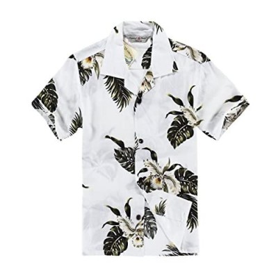 Boy Hawaiian Shirt or Cabana Set in Palm Green in White