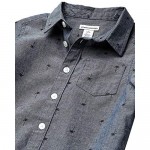 Essentials Boys' Long-Sleeve Woven Poplin Chambray Button-Down Shirts