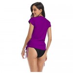 ABALAGU Women's UV Sun Protection Half Zipper Short Sleeve Rash Guard Swim Shirt Rashguard Swimsuit Top