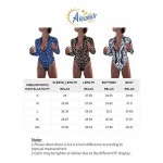 Aleumdr Womens Zip Front Printed Half Sleeve/Long Sleeve One Piece Swimsuit Swimwear S-XXL
