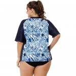 ATTRACO Women Plus Size Rash Guard Short Sleeve Rashguard UPF 50+ Swimming Shirt