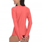 ATTRACO Women Rash Guard Swim Shirt Long Sleeve Sun Protection Thumb Hole UPF 50 V Neck