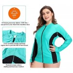 ATTRACO Womens Plus Size Long Sleeve Rash Guard Top Zipper Swimsuit Swim Shirt