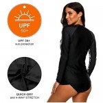 ATTRACO Women's Zip Front Long Sleeve Rash Guard Top Sun Protection Swim Shirt