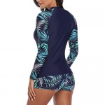 Daci Women Rash Guard Long Sleeve Swimsuits UV UPF 50+ Swim Shirt Bathing Suit with Boyshort Bottom