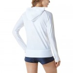 TSLA Women's Hoodie Zip Front Rash Guard UPF 50+ Long Sleeve Swim Shirts UV/SPF Sunscreen Wetsuit Swimsuit Top