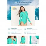 TSLA Women's UPF 50+ One Piece Long Sleeve Swimsuit UV Sun Protection Bathing Suits Half-Zip Front Surfing Rash Guard