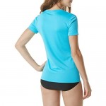 TSLA Women's UPF 50+ V-Neck Swim Shirts UV Sun Protection Short Sleeve Rashguard Outdoor Summer Athletic Workout Tops