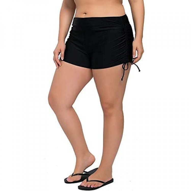 ATTRACO Swim Shorts for Women Plus Size Swimsuit Shorts Swimwear Bottoms Lined
