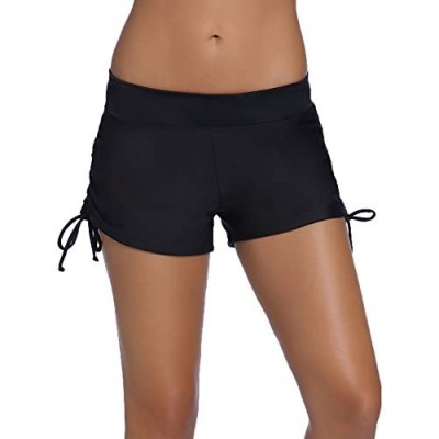 Hestya Women's Swim Shorts Solid Swimsuit Bottoms Quick Dry Swim Board Shorts with Adjustable Ties  S - XXXL