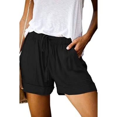 QUEEN PLUS Womens Athletic Shorts Casual Comfy Elastic Waist Drawstring Summer Pocket Shorts Pants