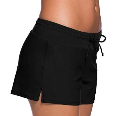 SPRING SEAON Womens Swimwear Shorts Beach Boardshort Trunks Bathing Suit Tankini Bottoms Slit Side Swimsuit Shorts