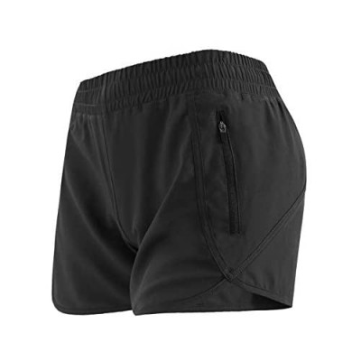 AJISAI Women's Workout Athletic Shorts Lightweight Running Shorts Zipper Pockets