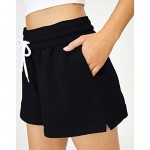 AUTOMET Womens Shorts Casual Summer Drawstring Comfy Sweat Shorts Elastic High Waist Running Shorts with Pockets