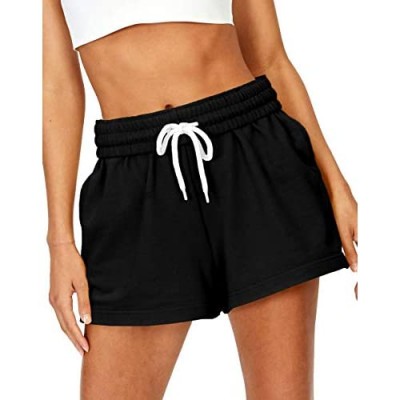AUTOMET Womens Shorts Casual Summer Drawstring Comfy Sweat Shorts Elastic High Waist Running Shorts with Pockets