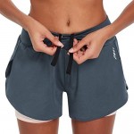 BALEAF Women's 3 /5 High-Waisted Athletic Running Shorts 2 in 1 Workout Shorts with Zipper Pockets Quick Dry UPF 50+