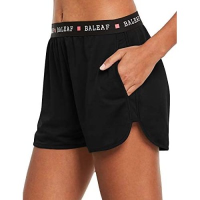BALEAF Women's 3.5" Workout Gym Shorts with Pockets Athletic Soccer Shorts Quick Dry Loose Fit