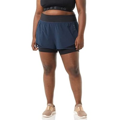  Brand - Core 10 Women's (XS-3X) Knit Waistband '2-in-1' Run Short with Built-in Compression Short