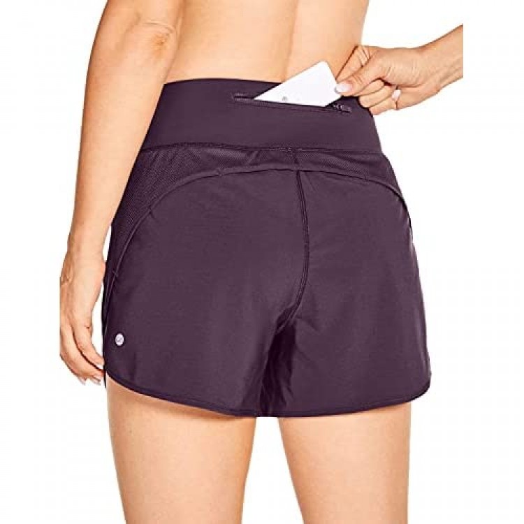CRZ YOGA Women's Lightweight Quick-Dry Athletic Sports Running Workout Shorts with Zip Pocket - 4 Inches
