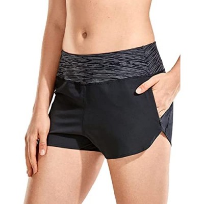 CRZ YOGA Women's Quick Dry Running Shorts with Zip Pocket Athletic Workout Elastic Waist Shorts-3 Inches