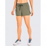 CRZ YOGA Workout Running Shorts Women with Liner 2 in 1 Athletic Sports Shorts with Zip Pocket- 3 inches