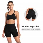 DAYOUNG Women Yoga Shorts High Waist Tummy Control Workout Biker Running Athletic Compression Short with Pockets