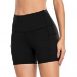 DF-deals Women's High Waist Workout Yoga Shorts with Pockets Non See-Through Tummy Control Athletic Running Shorts