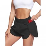 LaLaLa Womens Workout Shorts with Zip Pocket Quick-Dry Athletic Shorts Sports Elastic Waist Running Shorts with Liner