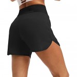 M MAROAUT Womens 4 Inches Running Shorts with Zipper Pockets Liner Black Athletic Shorts Quick Dry Workout Gym Walking
