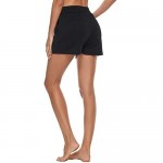 Sykooria Women's Casual Pajama Shorts Cotton Elastic Waist Yoga Running Workout Athletic Shorts Lounge Shorts with Pockets(Black XX-Large)