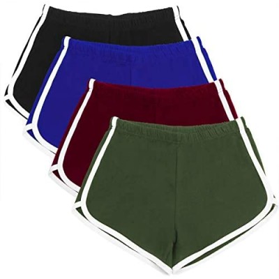 URATOT 4 Pack Yoga Short Pants Cotton Sports Shorts Gym Dance Workout Shorts Dolphin Running Athletic Shorts for Women