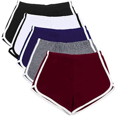 URATOT 5 Pack Women's Cotton Yoga Dance Short Pants Sport Shorts Summer Athletic Cycling Hiking Sports Shorts