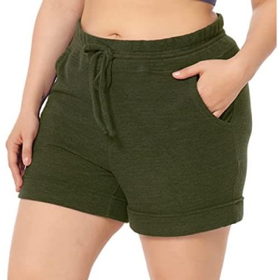 ZERDOCEAN Women's Plus Size 5" Casual Lounge Yoga Sports Shorts Pajama Walking Athletic Shorts Activewear with Pockets