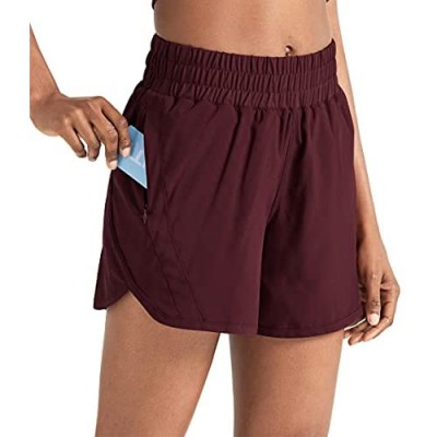 ZUTY 5" Athletic Running Shorts for Women with Zip Pocket High Waisted Quick Dry Workout Shorts with Liner