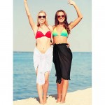 2 Pieces Women Beach Batik Long Sarong Swimsuit Cover up Wrap Pareo with Tassel for Women Girls