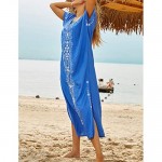 Bsubseach Women Embroidery Short Sleeve Bikini Swimsuit Cover Up Side Split Beach Kaftan Dress